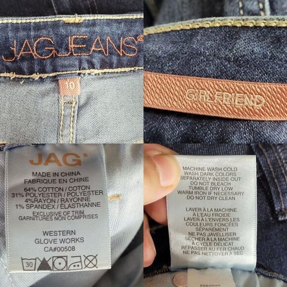JAG Jeans 10 Girlfriend Distressed Whiskered Fading Stretch Tapered Mid Rise - Picture 4 of 17
